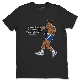 AJ11 Diffused Blue shirts to match jordans impossible is not a fact it's an opinion sneaker match tees Air Jordan 11 Diffused Blue SNRT Sneaker Tees streetwear brand Black 2 unisex cotton tee