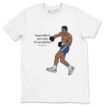 AJ11 Diffused Blue shirts to match jordans impossible is not a fact it's an opinion sneaker match tees Air Jordan 11 Diffused Blue SNRT Sneaker Tees streetwear brand White 2 unisex cotton tee