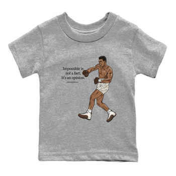 AJ12 Baroque Brown shirts to match jordans Impossible Is Not A Fact It's An Opinion best t shirts to wear with jordans SoleFly x Jordan 12 Baroque Brown match shoes to clothes SNRT Sneaker Tees Youth Baby Heather Grey 2 tee