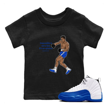 AJ12 Blueberry shirts to match jordans impossible is not a fact it's an opinion sneaker match tees Air Jordan 12 Blueberry SNRT Sneaker Tees streetwear brand Baby and Youth Black 1 cotton tee