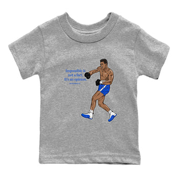 AJ12 Blueberry shirts to match jordans impossible is not a fact it's an opinion sneaker match tees Air Jordan 12 Blueberry SNRT Sneaker Tees streetwear brand Baby and Youth Heather Grey 2 cotton tee