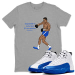 AJ12 Blueberry shirts to match jordans impossible is not a fact it's an opinion sneaker match tees Air Jordan 12 Blueberry SNRT Sneaker Tees streetwear brand Heather Grey 1 unisex cotton tee