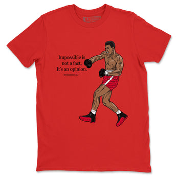 12s Flu Game shirts to match jordans Impossible Is Not A Fact It's An Opinion best t shirts to wear with jordans Air Jordan 12 Retro Flu Black and Varsity Red match shoes to clothes SNRT Sneaker Tees unisex cotton Red 2 shirts