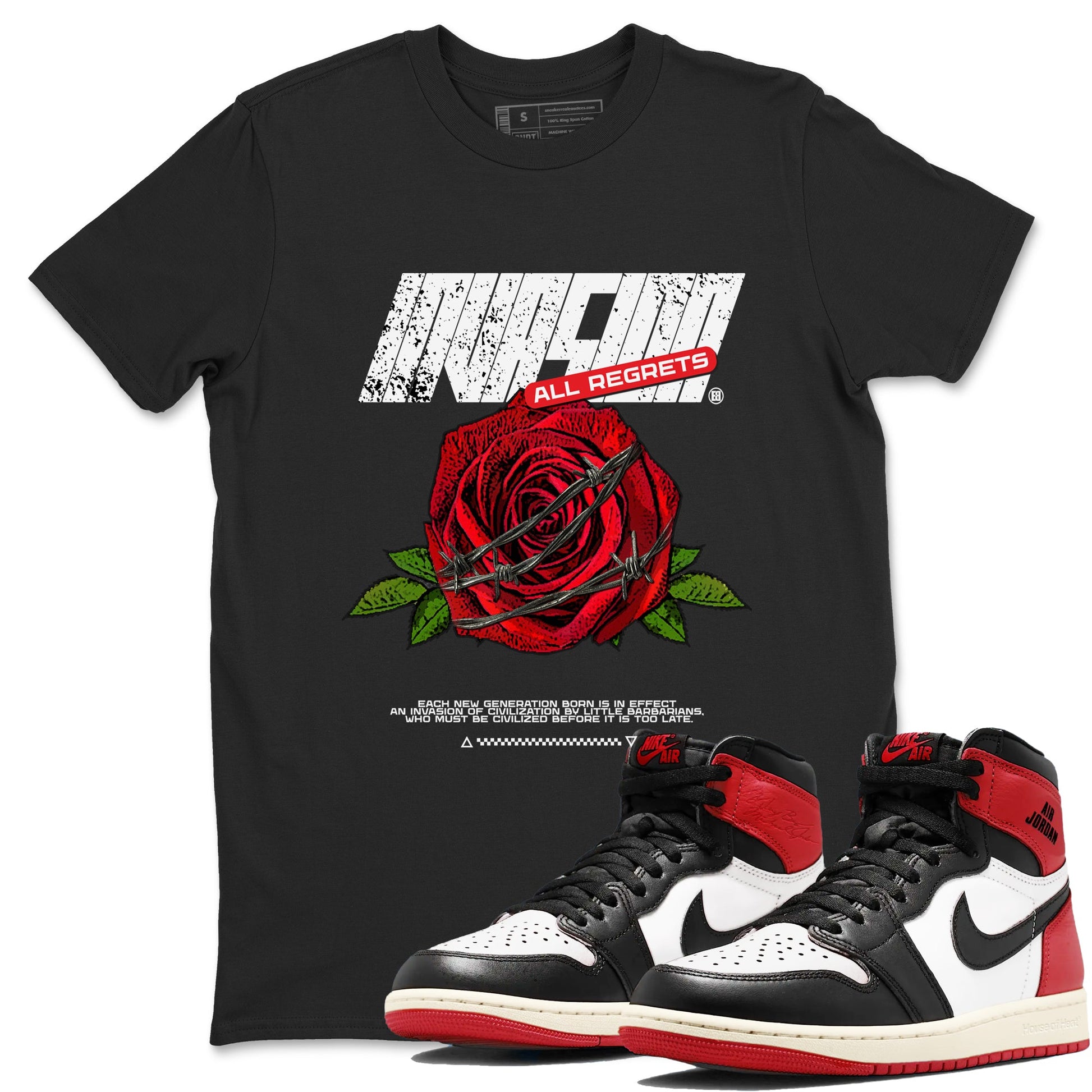 Air Jordan 1 High OG Black Toe Reimagined shirts to match jordans Invasions sneaker match tees 1s Black Toe Reimagined Sneaker Shirts SNRT Sneaker Tees streetwear brand Black 1 unisex cotton tee