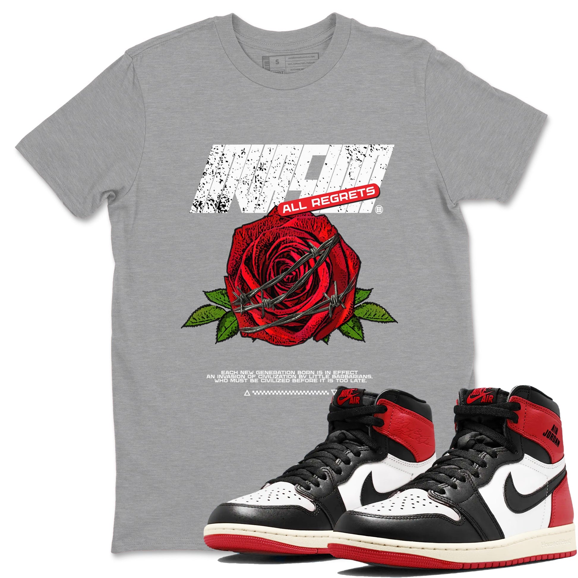 Air Jordan 1 High OG Black Toe Reimagined shirts to match jordans Invasions sneaker match tees 1s Black Toe Reimagined Sneaker Shirts SNRT Sneaker Tees streetwear brand Heather Grey 1 unisex cotton tee