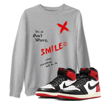 1s Black Toe Reimagined shirts to match jordans It's Ok Don't Worry sneaker match tees Air Jordan 1 Black Toe Reimagined SNRT Sneaker Release Tees unisex cotton Heather Grey 1 crew neck shirts