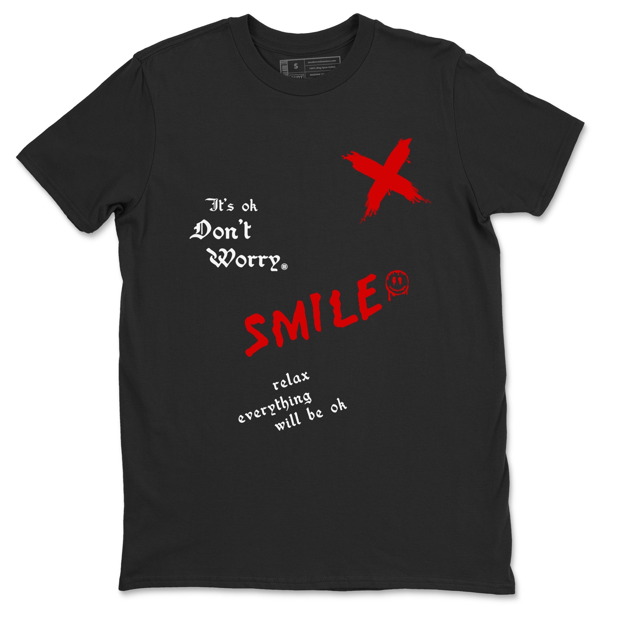1s Black Toe Reimagined shirts to match jordans It's Ok Don't Worry sneaker match tees Air Jordan 1 Black Toe Reimagined SNRT Sneaker Release Tees unisex cotton Black 2 crew neck shirts