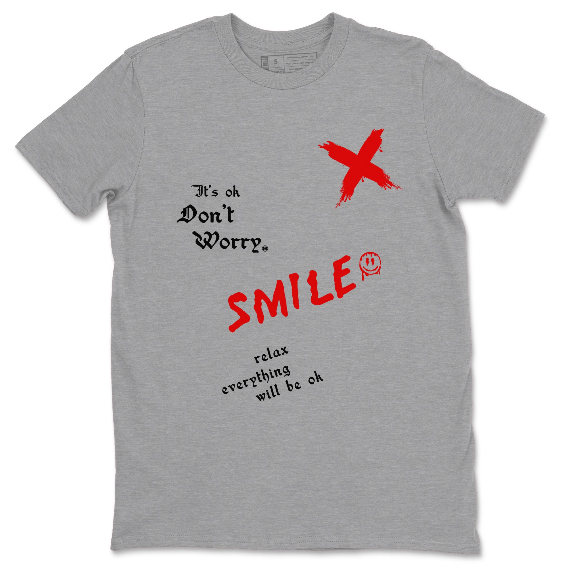 1s Black Toe Reimagined shirts to match jordans It's Ok Don't Worry sneaker match tees Air Jordan 1 Black Toe Reimagined SNRT Sneaker Release Tees unisex cotton Heather Grey 2 crew neck shirts