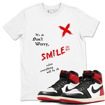 1s Black Toe Reimagined shirts to match jordans It's Ok Don't Worry sneaker match tees Air Jordan 1 Black Toe Reimagined SNRT Sneaker Release Tees unisex cotton White 1 crew neck shirts
