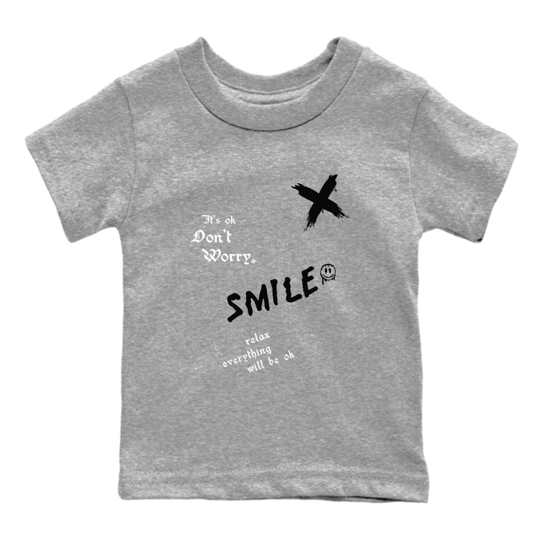 12s Black Wolf Grey shirts to match jordans It's Ok Don't Worry sneaker match tees Air Jordan 12 Black Wolf Grey SNRT Sneaker Release Tees Youth Baby Heather Grey 2 crew neck shirts