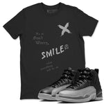 12s Black Wolf Grey shirts to match jordans It's Ok Don't Worry sneaker match tees Air Jordan 12 Black Wolf Grey SNRT Sneaker Release Tees unisex cotton Black 1 crew neck shirts