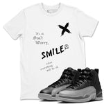 12s Black Wolf Grey shirts to match jordans It's Ok Don't Worry sneaker match tees Air Jordan 12 Black Wolf Grey SNRT Sneaker Release Tees unisex cotton White 1 crew neck shirts