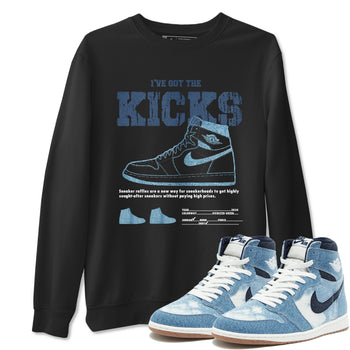 AJ1 Denim shirts to match jordans I've Got The Kicks sneaker match tees Air Jordan 1 Denim SNRT Sneaker Tees streetwear brand Black 1 unisex cotton tee