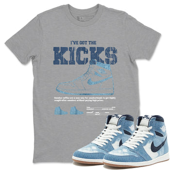 AJ1 Denim shirts to match jordans I've Got The Kicks sneaker match tees Air Jordan 1 Denim SNRT Sneaker Tees streetwear brand Heather Grey 1 unisex cotton tee