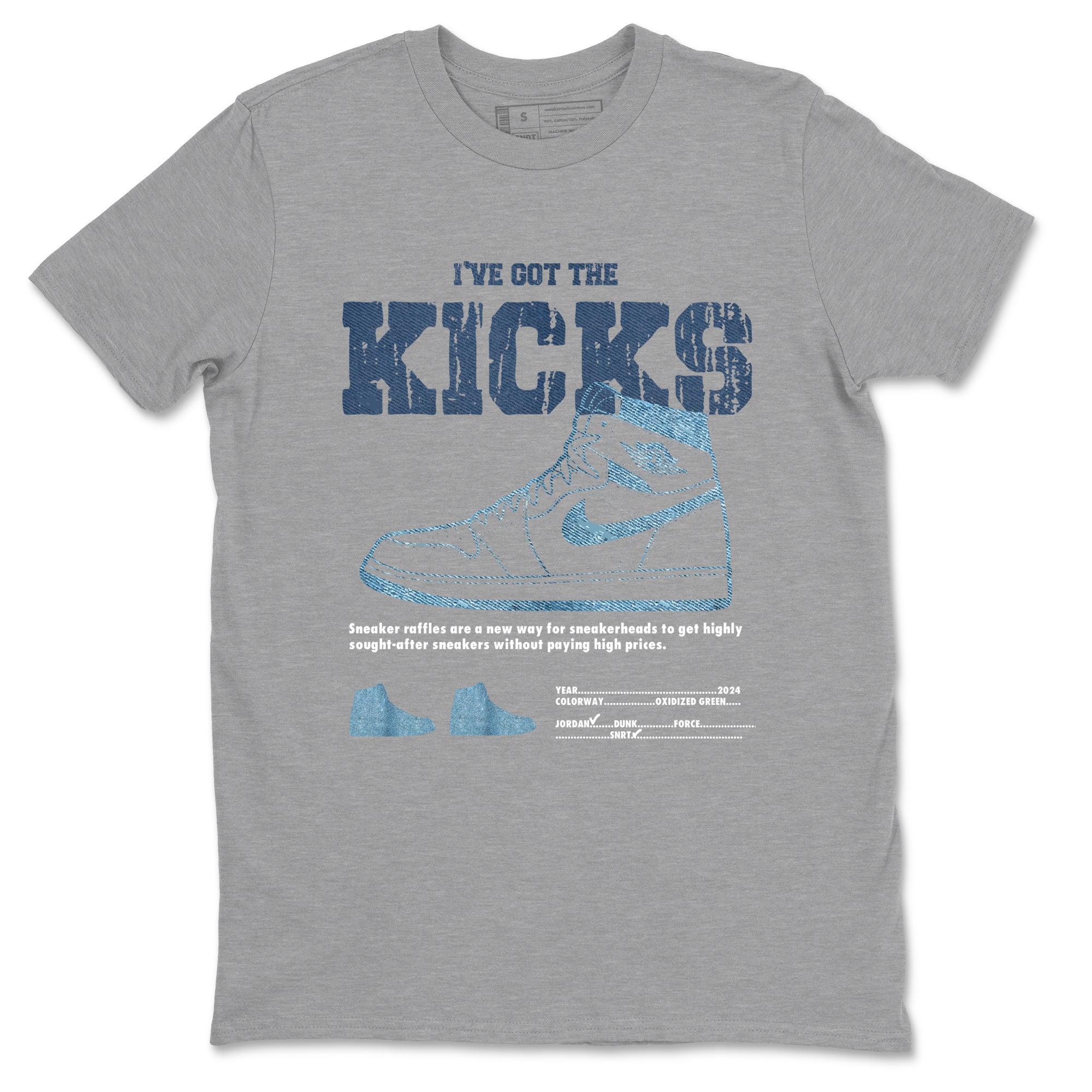AJ1 Denim shirts to match jordans I've Got The Kicks sneaker match tees Air Jordan 1 Denim SNRT Sneaker Tees streetwear brand Heather Grey 2 unisex cotton tee