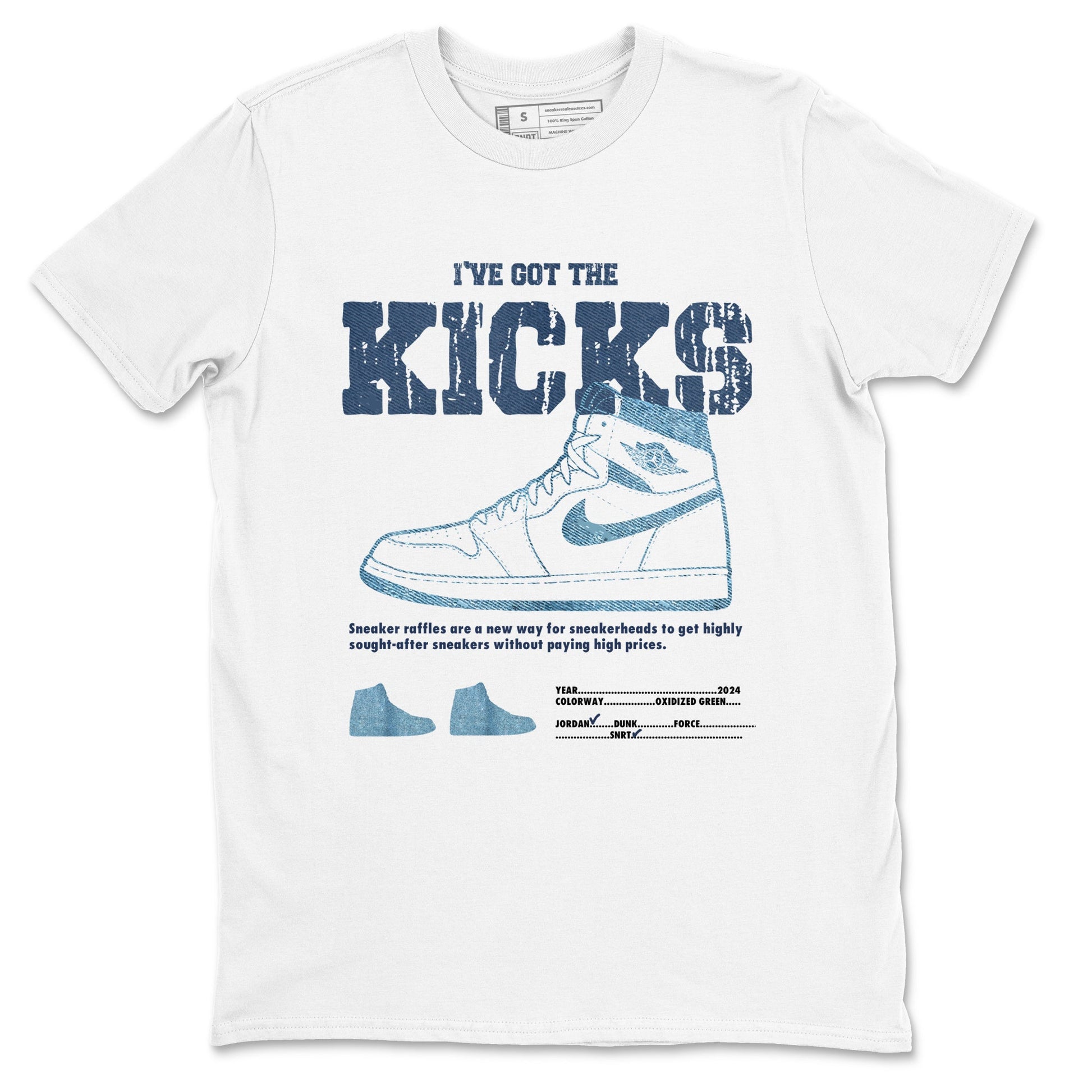 AJ1 Denim shirts to match jordans I've Got The Kicks sneaker match tees Air Jordan 1 Denim SNRT Sneaker Tees streetwear brand White 2 unisex cotton tee