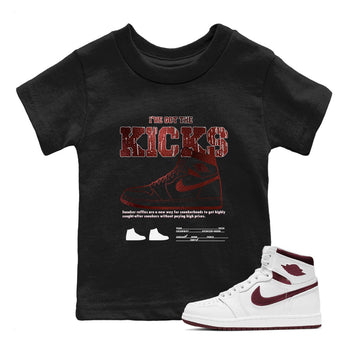 1s Metallic Burgundy shirts to match jordans I've Got The Kicks sneaker match tees Air Jordan 1 Metallic Burgundy SNRT Sneaker Tees streetwear brand Baby and Youth Black 1 cotton tee