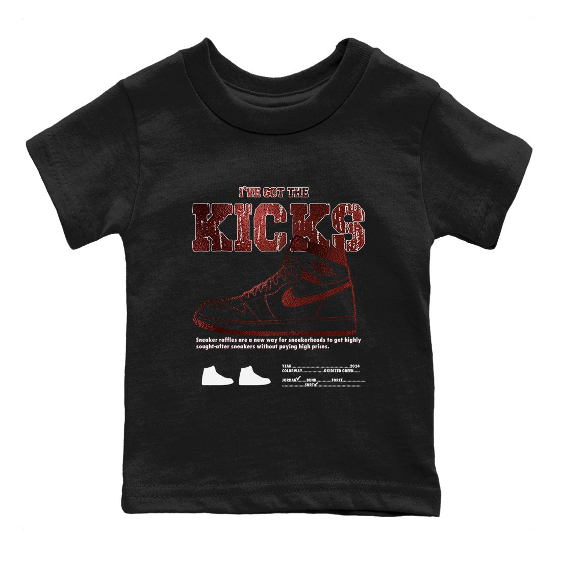 1s Metallic Burgundy shirts to match jordans I've Got The Kicks sneaker match tees Air Jordan 1 Metallic Burgundy SNRT Sneaker Tees streetwear brand Baby and Youth Black 2 cotton tee