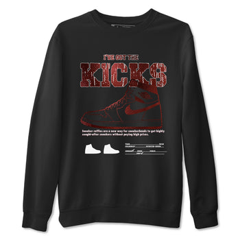 1s Metallic Burgundy shirts to match jordans I've Got The Kicks sneaker match tees Air Jordan 1 Metallic Burgundy SNRT Sneaker Tees streetwear brand Black 2 unisex cotton tee