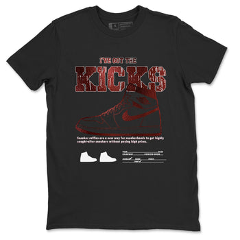 1s Metallic Burgundy shirts to match jordans I've Got The Kicks sneaker match tees Air Jordan 1 Metallic Burgundy SNRT Sneaker Tees streetwear brand Black 2 unisex cotton tee