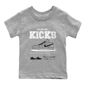 AJ1 Wolf Grey shirts to match jordans I've Got the Kicks sneaker match tees Air Jordan 1 Wolf Grey SNRT Sneaker Tees streetwear brand Baby and Youth Heather Grey 2 cotton tee