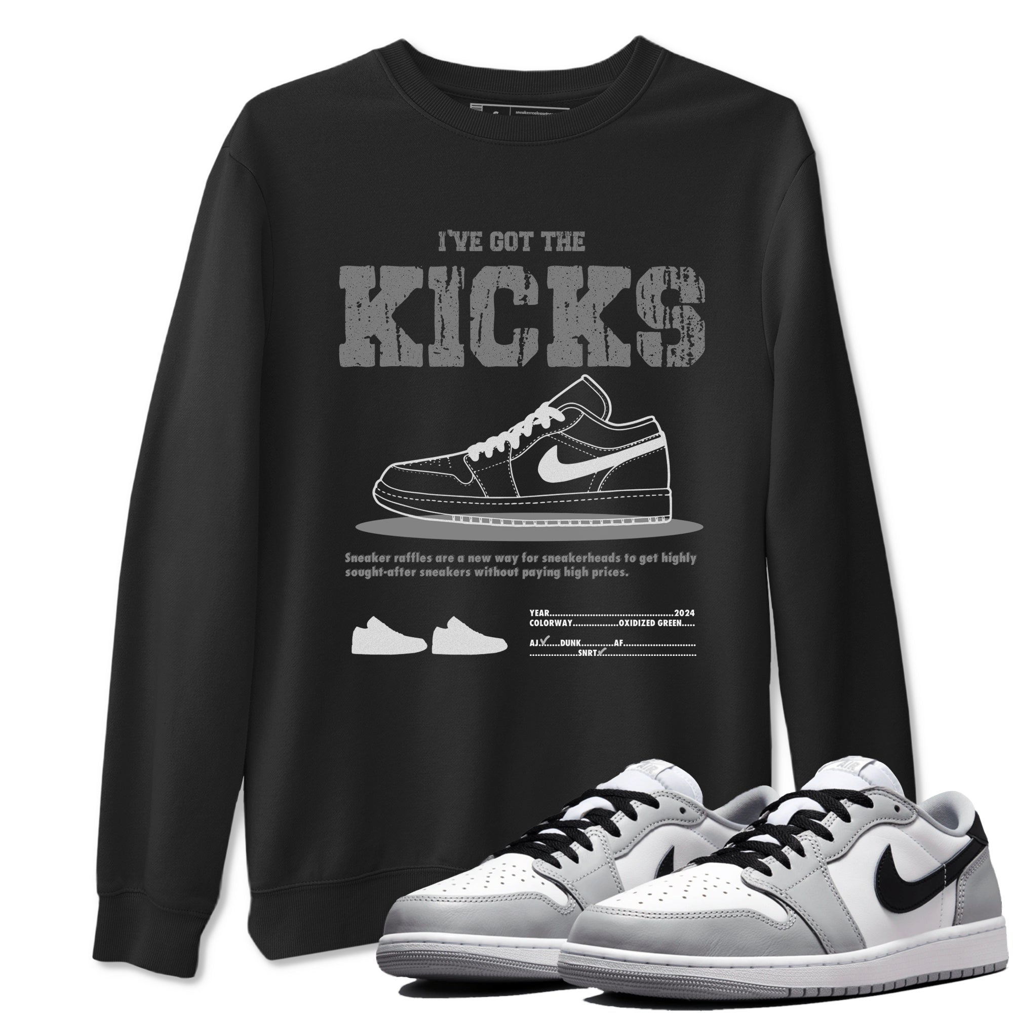 AJ1 Wolf Grey shirts to match jordans I've Got the Kicks sneaker match tees Air Jordan 1 Wolf Grey SNRT Sneaker Tees streetwear brand Black 1 unisex cotton tee