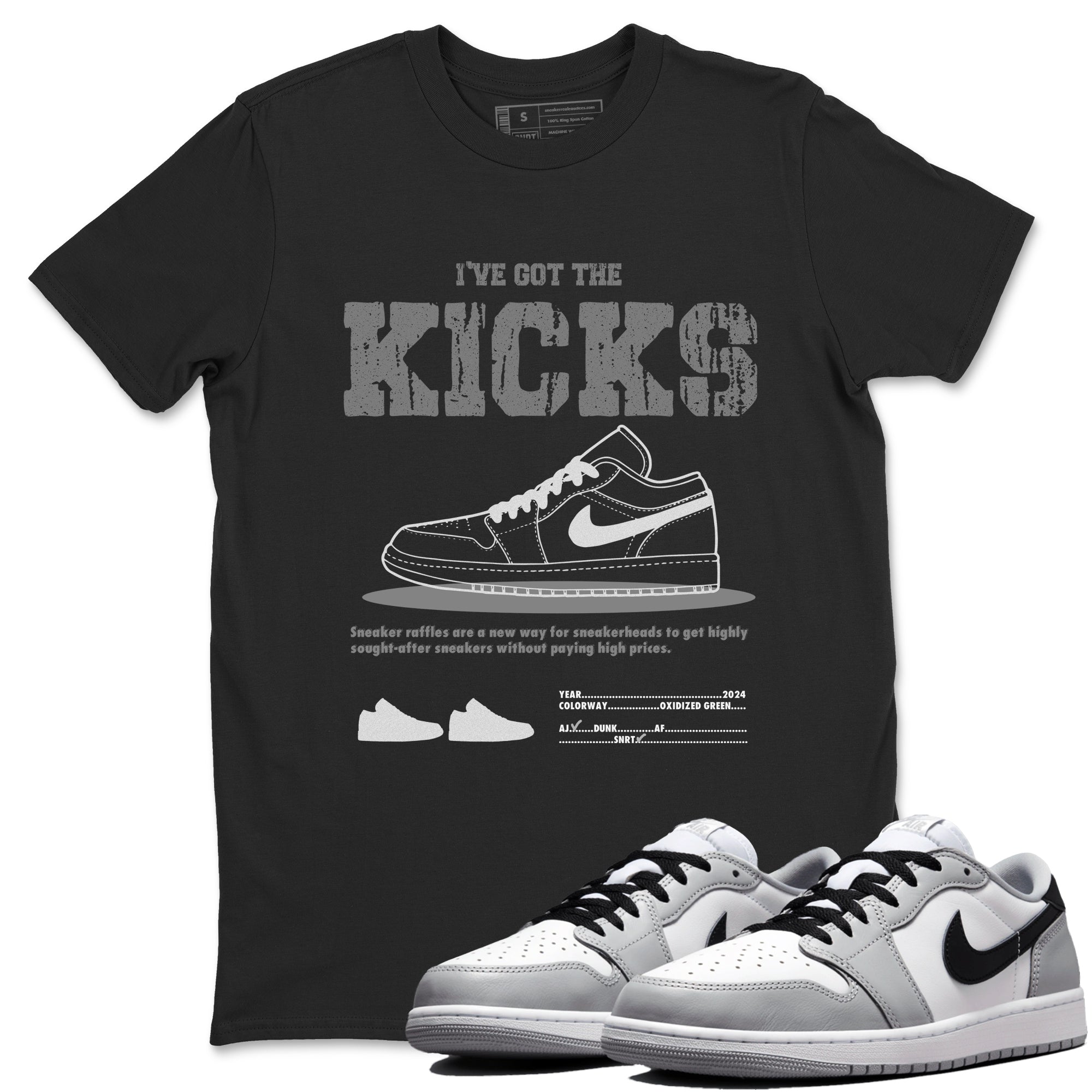 AJ1 Wolf Grey shirts to match jordans I've Got the Kicks sneaker match tees Air Jordan 1 Wolf Grey SNRT Sneaker Tees streetwear brand Black 1 unisex cotton tee