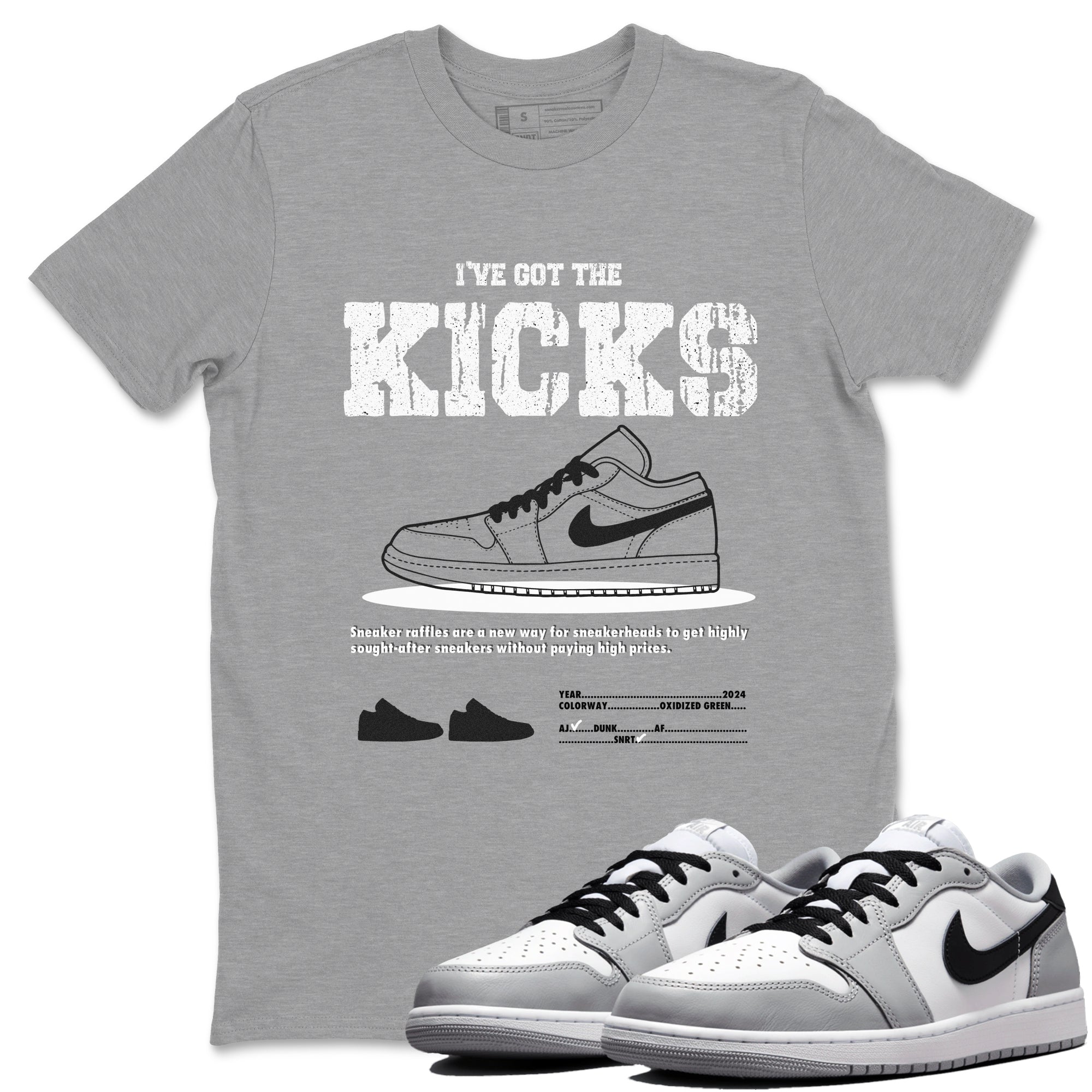 AJ1 Wolf Grey shirts to match jordans I've Got the Kicks sneaker match tees Air Jordan 1 Wolf Grey SNRT Sneaker Tees streetwear brand Heather Grey 1 unisex cotton tee