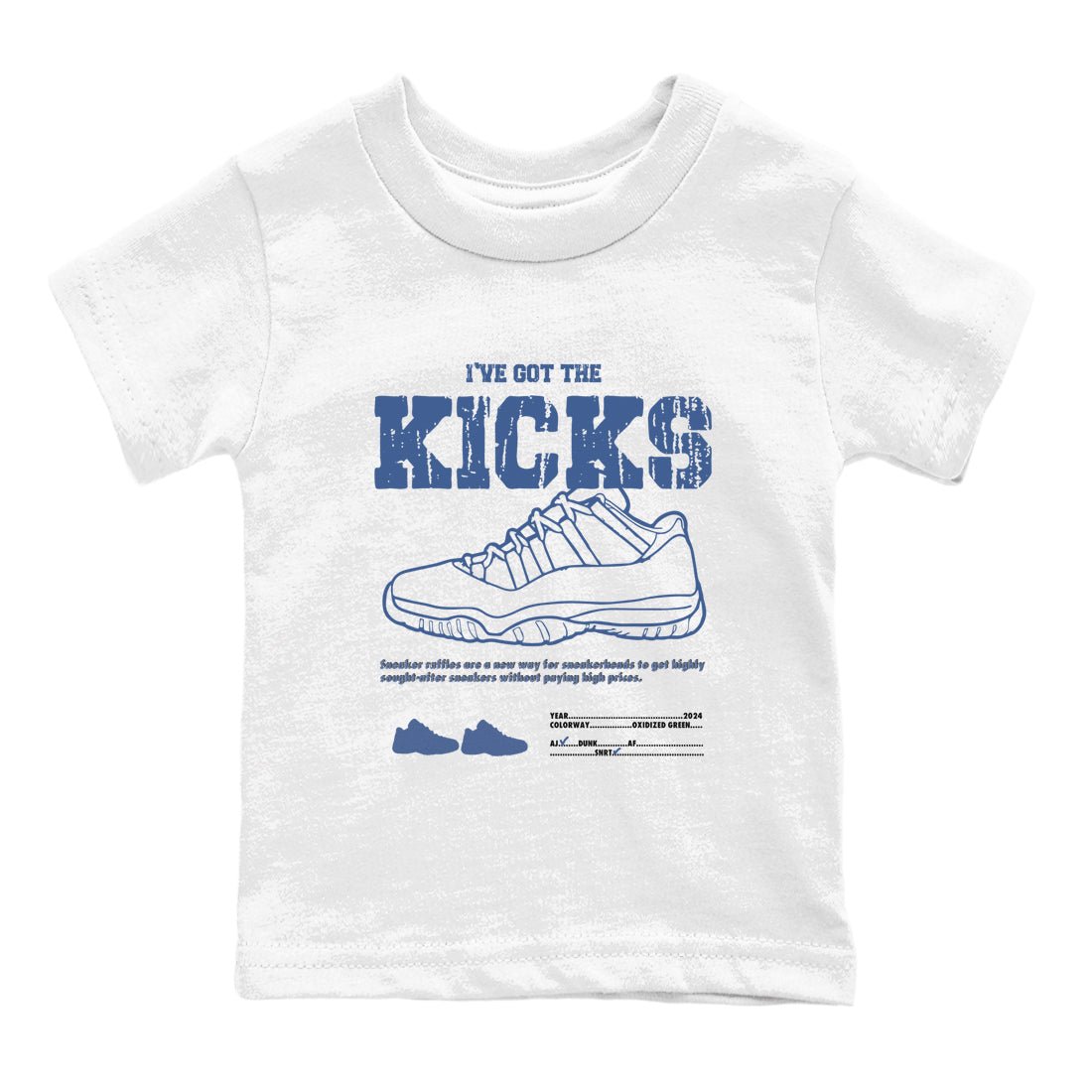 Air Jordan 11 Diffused Blue shirts to match jordans I've Got The Kicks sneaker match tees 11s Diffused Blue SNRT Sneaker Release Tees Youth Baby White 2 crew neck shirts