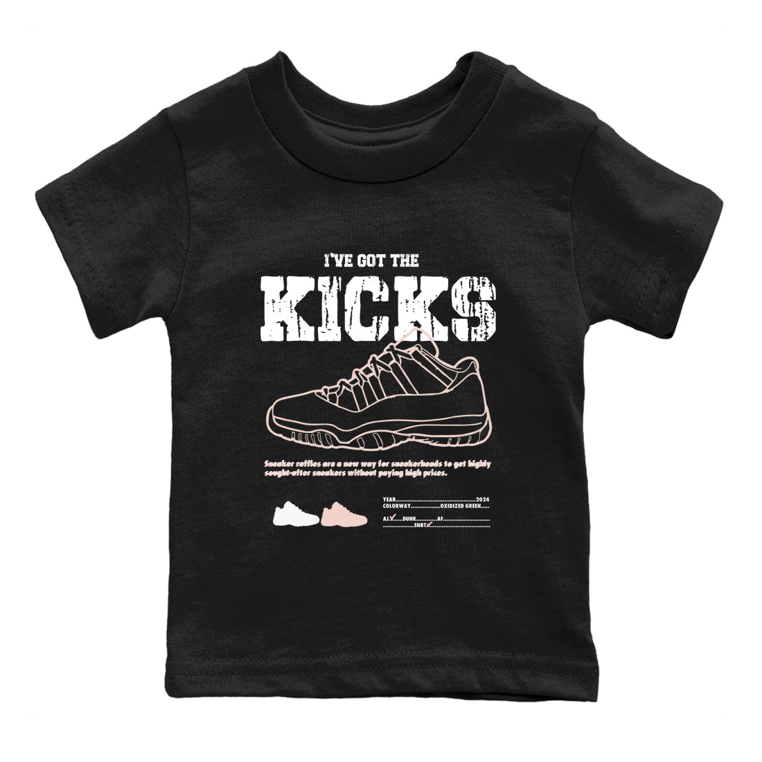 11s Legend Pink shirts to match jordans I've Got The Kicks sneaker match tees Air Jordan 11 Legend Pink SNRT Sneaker Tees streetwear brand Baby and Youth Black 2 cotton tee