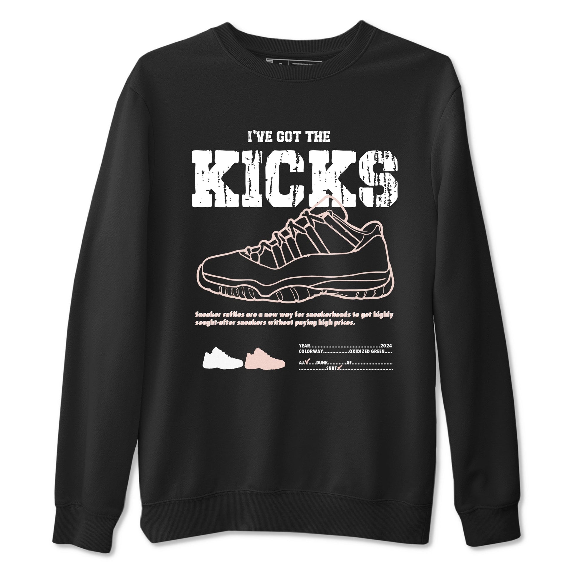 11s Legend Pink shirts to match jordans I've Got The Kicks sneaker match tees Air Jordan 11 Legend Pink SNRT Sneaker Tees streetwear brand Black 2 unisex cotton tee