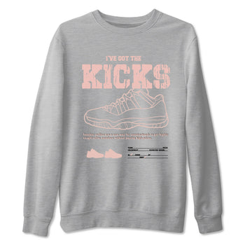 11s Legend Pink shirts to match jordans I've Got The Kicks sneaker match tees Air Jordan 11 Legend Pink SNRT Sneaker Tees streetwear brand Heather Grey 2 unisex cotton tee