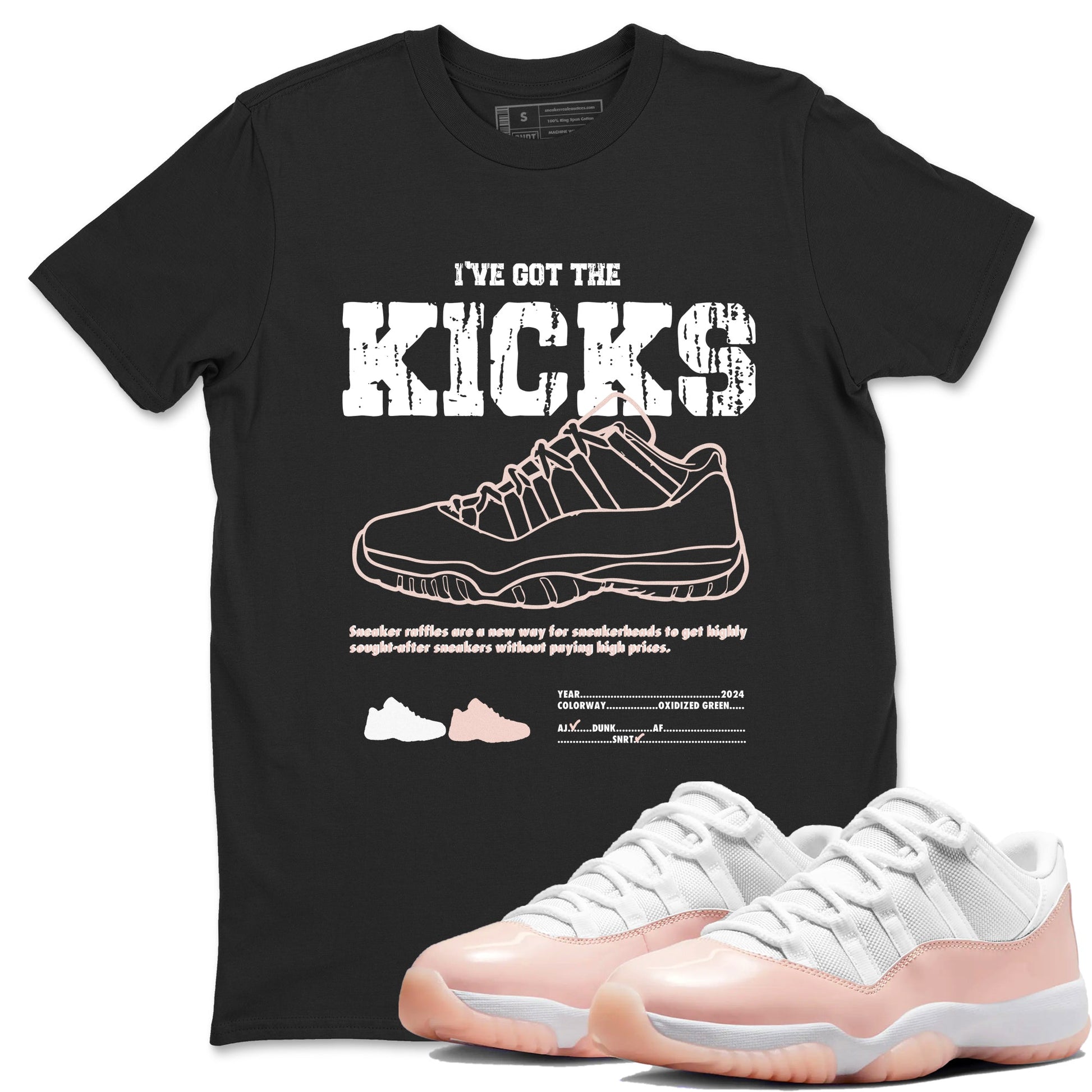 11s Legend Pink shirts to match jordans I've Got The Kicks sneaker match tees Air Jordan 11 Legend Pink SNRT Sneaker Tees streetwear brand Black 1 unisex cotton tee