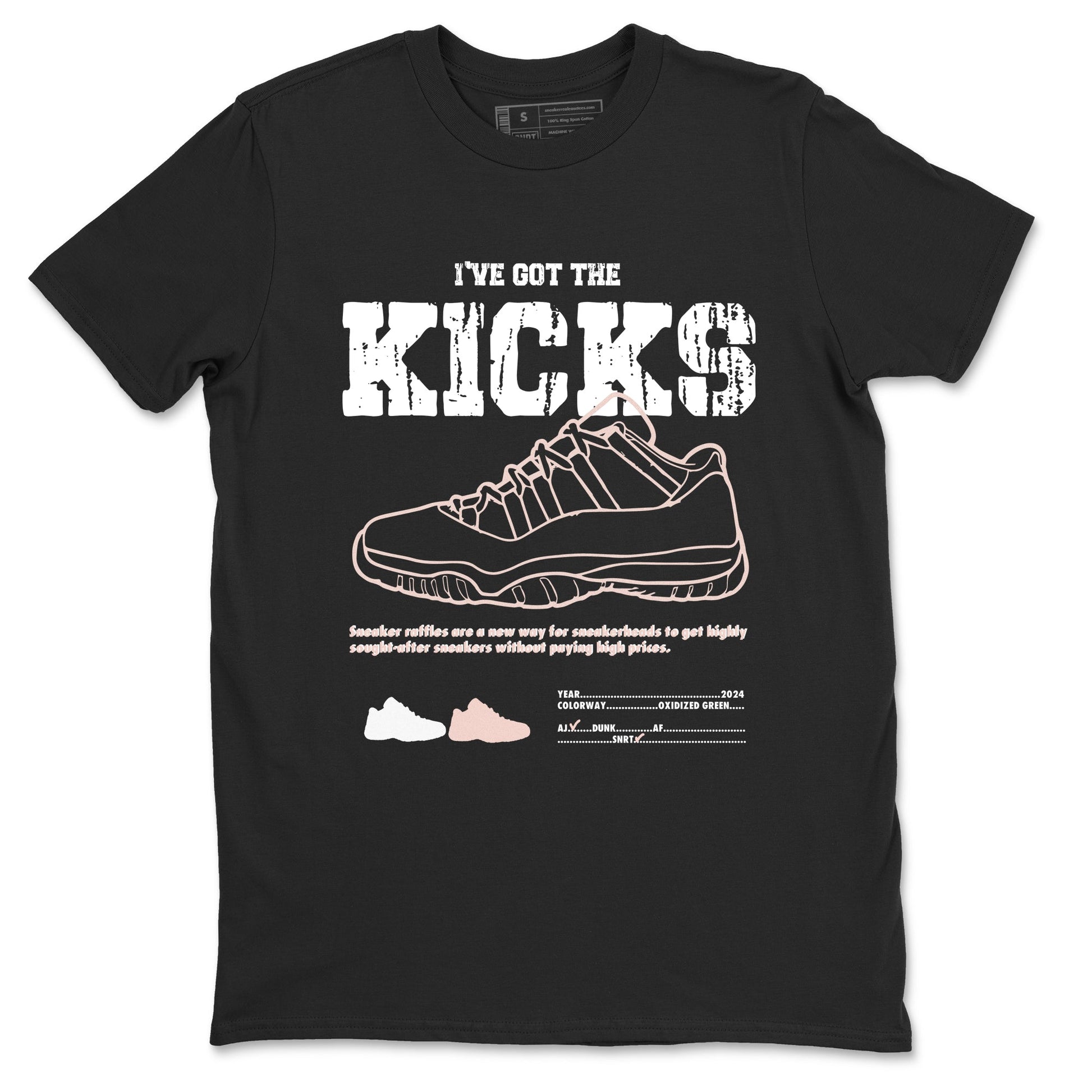11s Legend Pink shirts to match jordans I've Got The Kicks sneaker match tees Air Jordan 11 Legend Pink SNRT Sneaker Tees streetwear brand Black 2 unisex cotton tee
