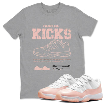 11s Legend Pink shirts to match jordans I've Got The Kicks sneaker match tees Air Jordan 11 Legend Pink SNRT Sneaker Tees streetwear brand Heather Grey 1 unisex cotton tee