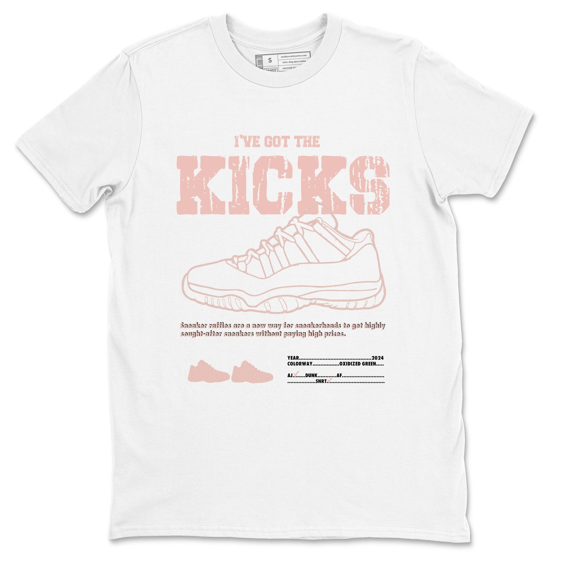 11s Legend Pink shirts to match jordans I've Got The Kicks sneaker match tees Air Jordan 11 Legend Pink SNRT Sneaker Tees streetwear brand White 2 unisex cotton tee