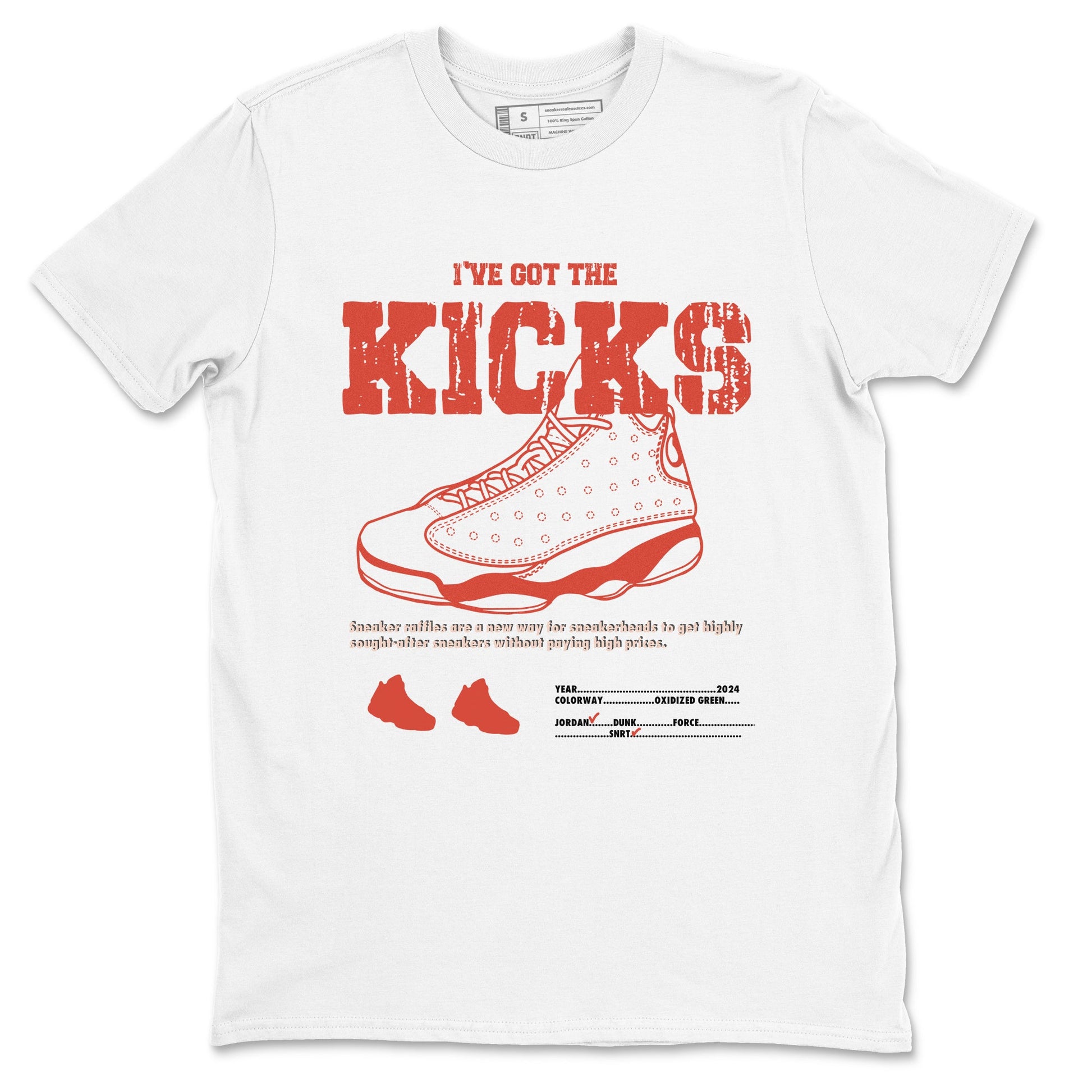 13s Dune Red shirts to match jordans I've Got The Kicks sneaker match tees Air Jordan 13 Dune Red SNRT Sneaker Tees streetwear brand White 2 unisex cotton tee