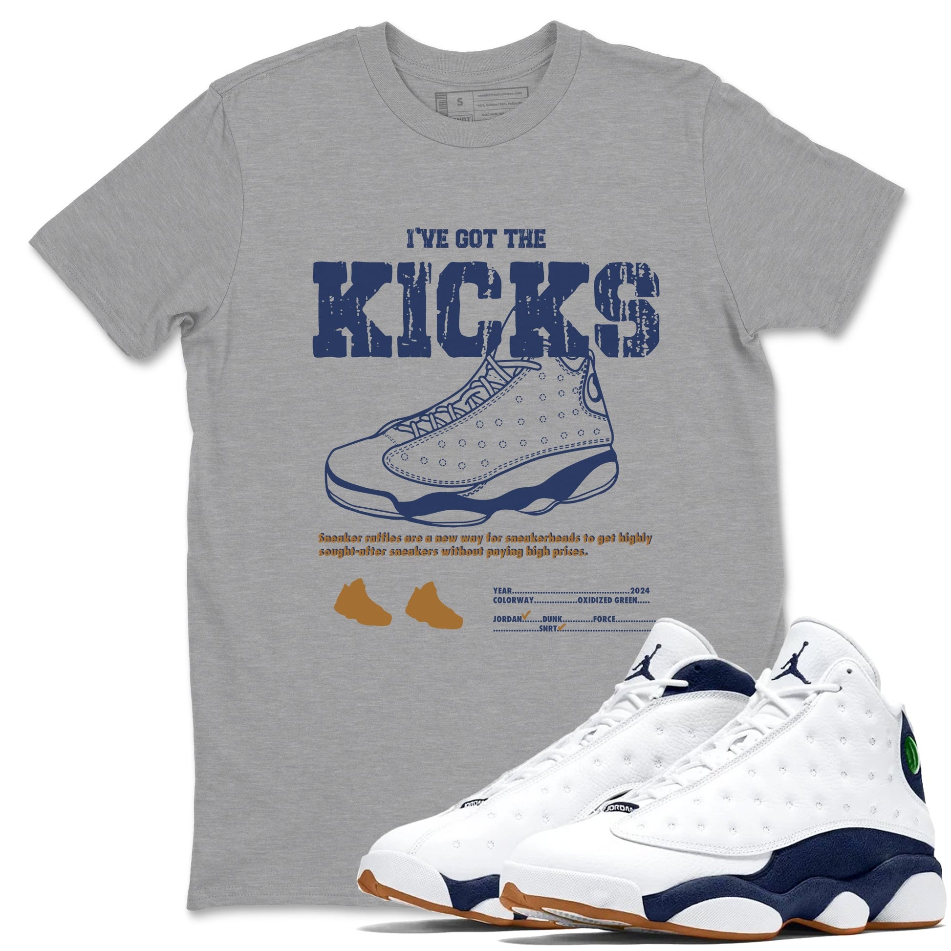13s Midnight Navy shirts to match jordans I've Got The Kicks sneaker match tees Air Jordan 13 Midnight Navy match shoes to clothes SNRT Sneaker Tees unisex cotton Heather Grey 1 shirts