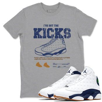 13s Midnight Navy shirts to match jordans I've Got The Kicks sneaker match tees Air Jordan 13 Midnight Navy match shoes to clothes SNRT Sneaker Tees unisex cotton Heather Grey 1 shirts