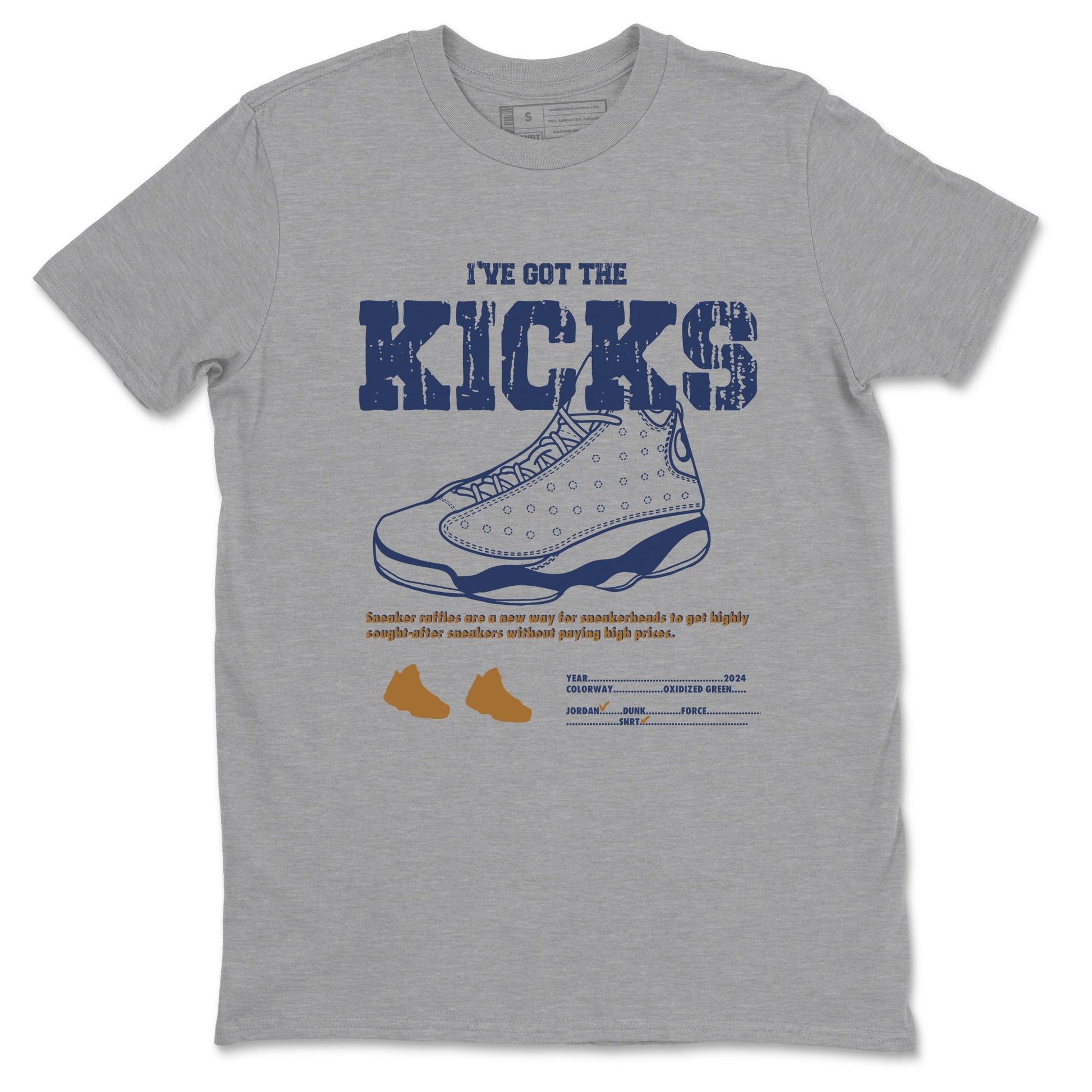 13s Midnight Navy shirts to match jordans I've Got The Kicks sneaker match tees Air Jordan 13 Midnight Navy match shoes to clothes SNRT Sneaker Tees unisex cotton Heather Grey 2 shirts