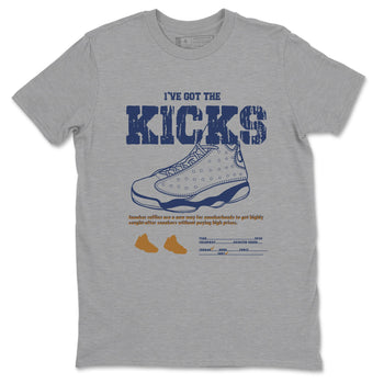 13s Midnight Navy shirts to match jordans I've Got The Kicks sneaker match tees Air Jordan 13 Midnight Navy match shoes to clothes SNRT Sneaker Tees unisex cotton Heather Grey 2 shirts