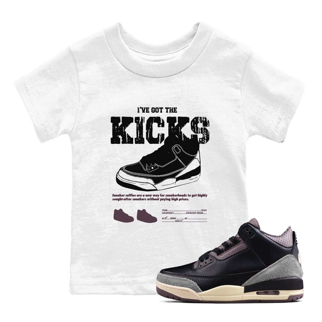3s A Ma Maniere x Black shirts to match jordans I've Got The Kicks sneaker match tees Air Jordan 3 A Ma Maniere x Black SNRT Sneaker Tees streetwear brand Baby and Youth White 1 cotton tee