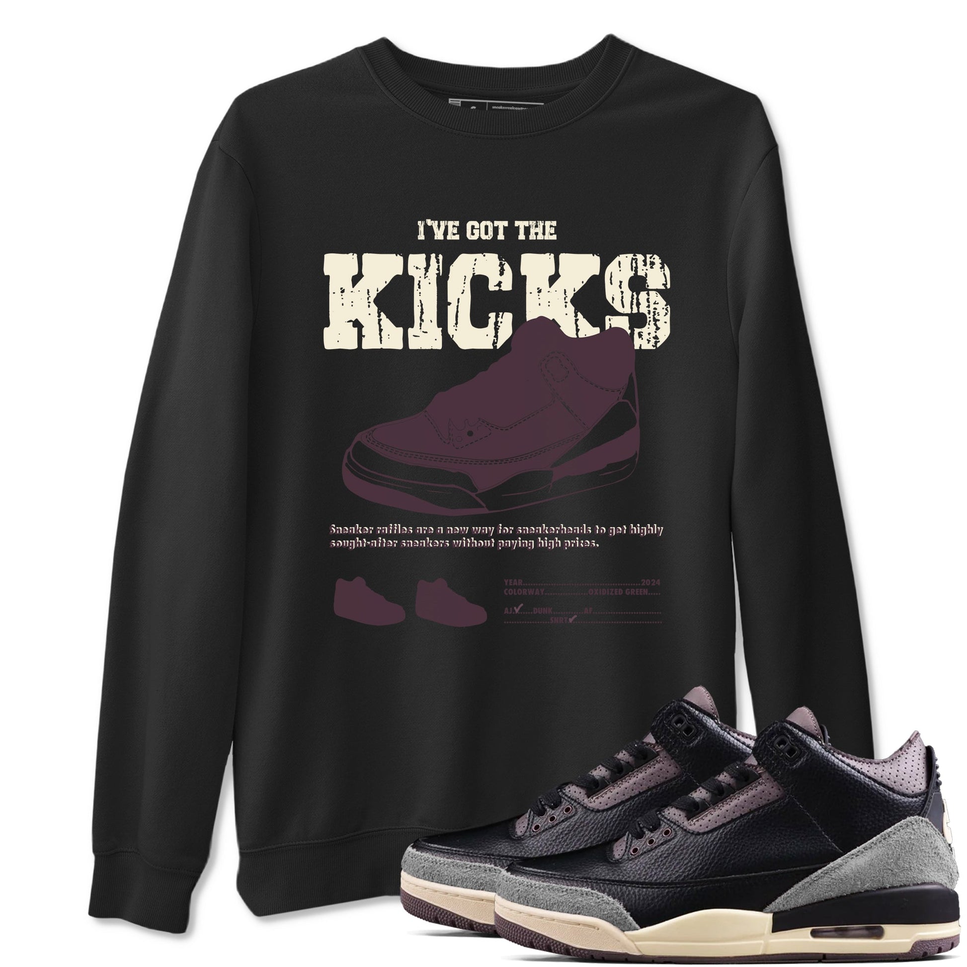 3s A Ma Maniere x Black shirts to match jordans I've Got The Kicks sneaker match tees Air Jordan 3 A Ma Maniere x Black SNRT Sneaker Tees streetwear brand Black 1 unisex cotton tee