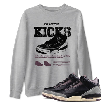 3s A Ma Maniere x Black shirts to match jordans I've Got The Kicks sneaker match tees Air Jordan 3 A Ma Maniere x Black SNRT Sneaker Tees streetwear brand Heather Grey 1 unisex cotton tee