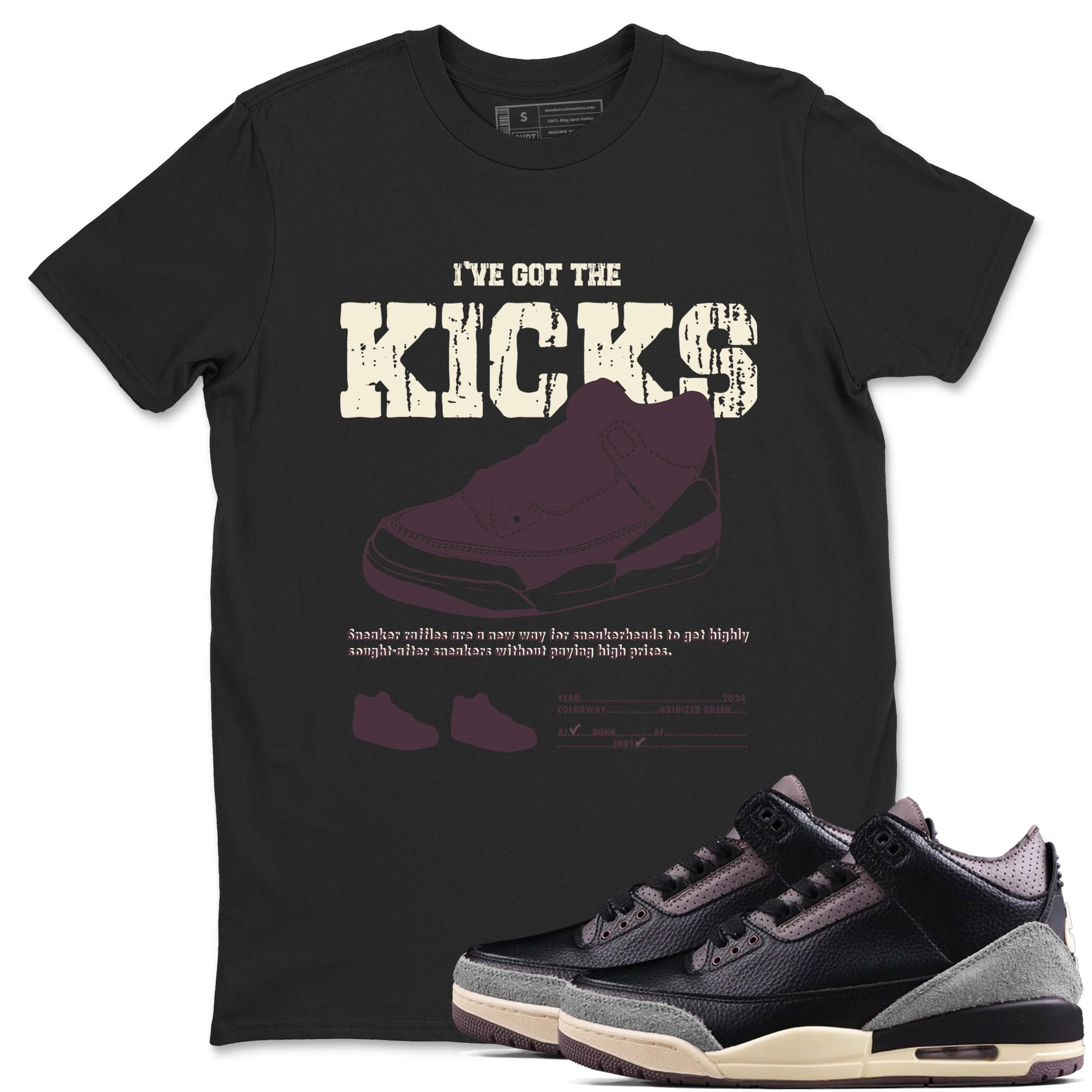 3s A Ma Maniere x Black shirts to match jordans I've Got The Kicks sneaker match tees Air Jordan 3 A Ma Maniere x Black SNRT Sneaker Tees streetwear brand Black 1 unisex cotton tee