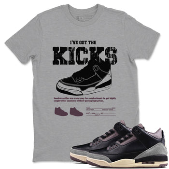 3s A Ma Maniere x Black shirts to match jordans I've Got The Kicks sneaker match tees Air Jordan 3 A Ma Maniere x Black SNRT Sneaker Tees streetwear brand Heather Grey 1 unisex cotton tee