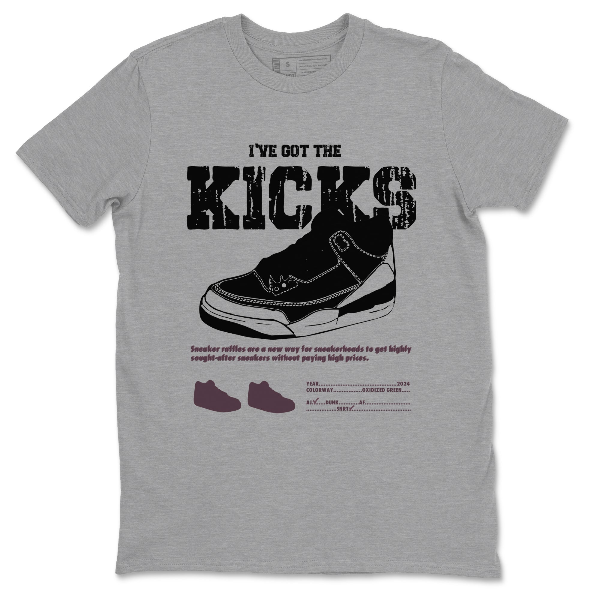 3s A Ma Maniere x Black shirts to match jordans I've Got The Kicks sneaker match tees Air Jordan 3 A Ma Maniere x Black SNRT Sneaker Tees streetwear brand Heather Grey 2 unisex cotton tee