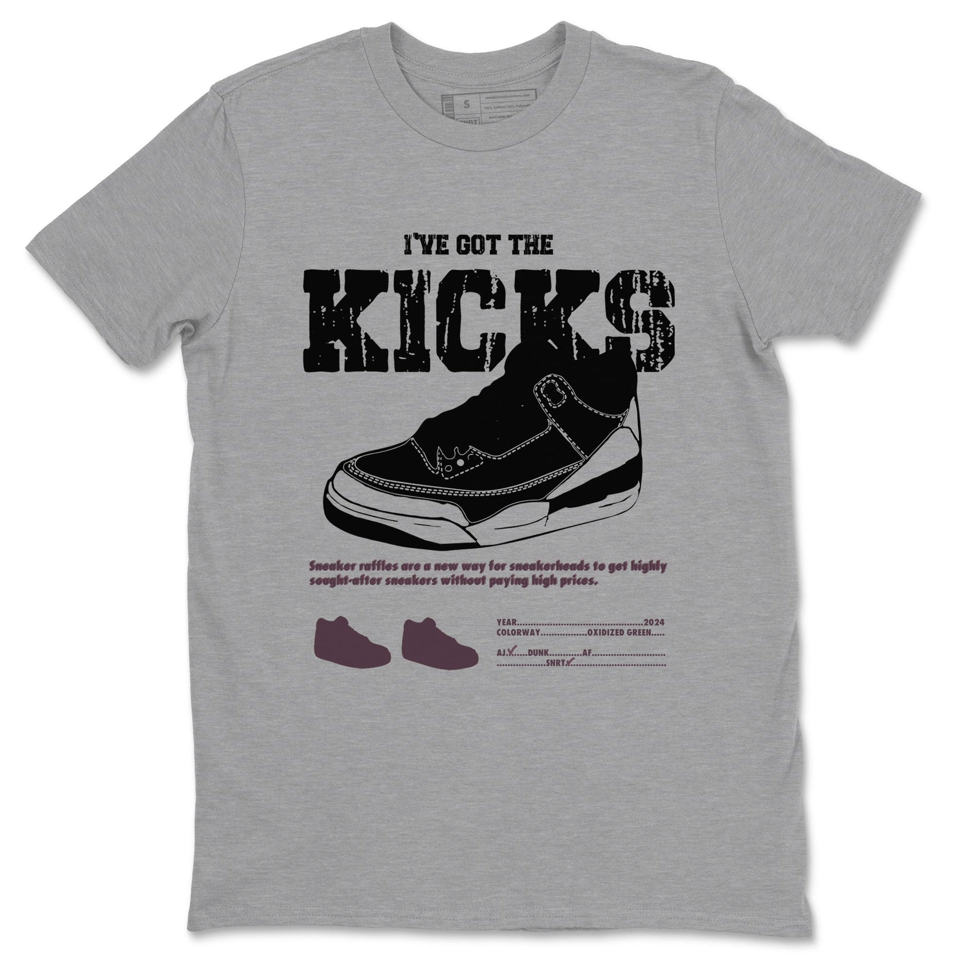 3s A Ma Maniere x Black shirts to match jordans I've Got The Kicks sneaker match tees Air Jordan 3 A Ma Maniere x Black SNRT Sneaker Tees streetwear brand Heather Grey 2 unisex cotton tee