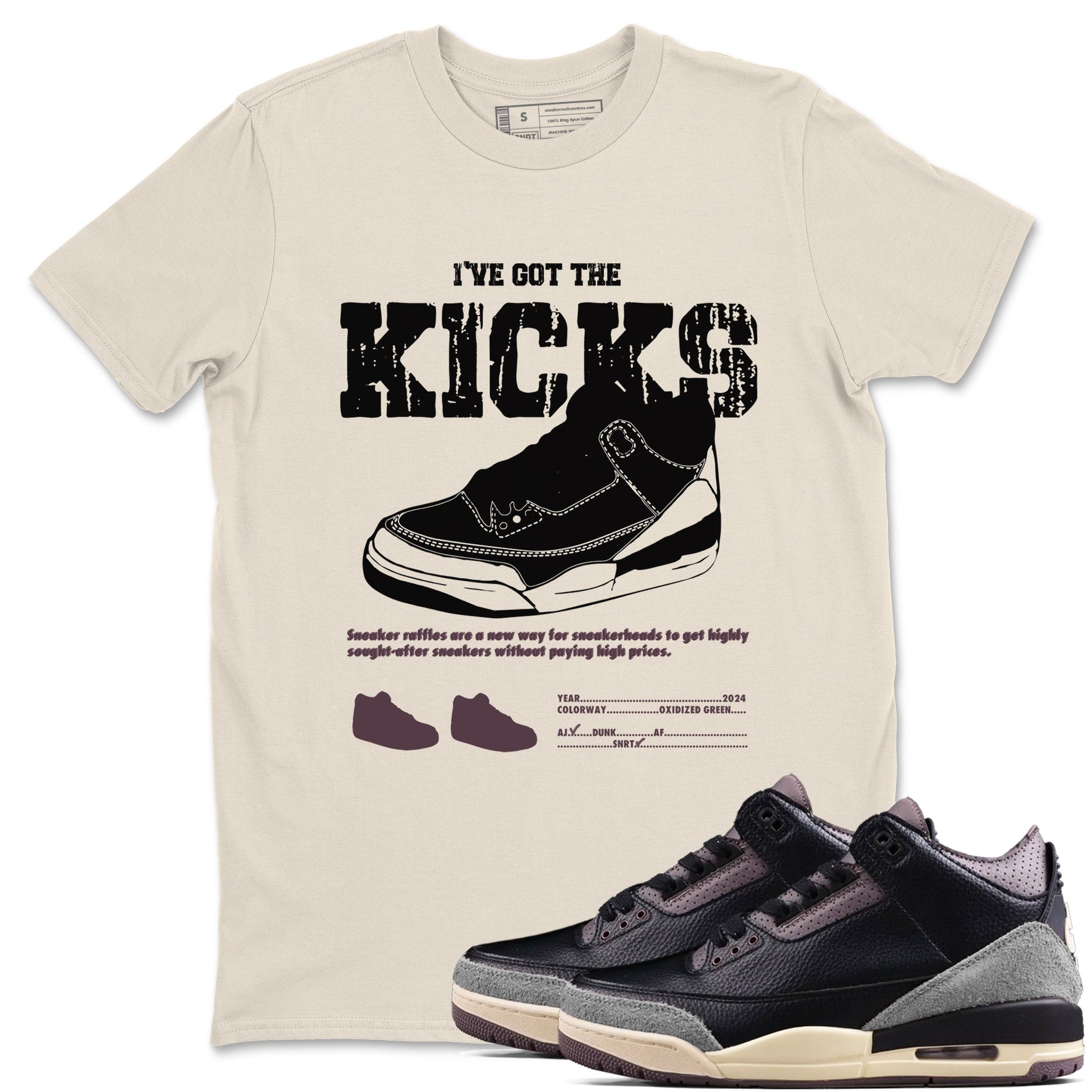 3s A Ma Maniere x Black shirts to match jordans I've Got The Kicks sneaker match tees Air Jordan 3 A Ma Maniere x Black SNRT Sneaker Tees streetwear brand Natural 1 unisex cotton tee