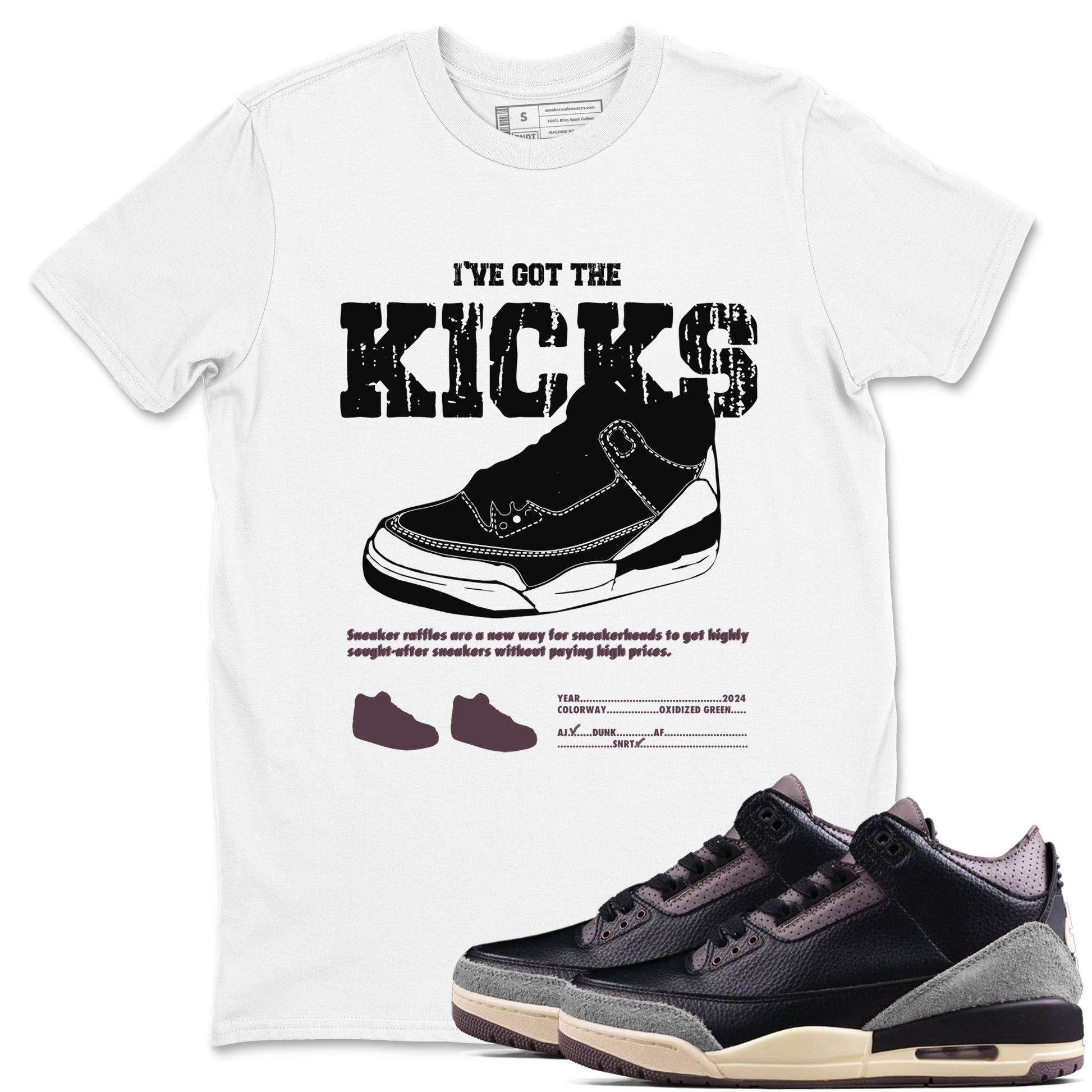 3s A Ma Maniere x Black shirts to match jordans I've Got The Kicks sneaker match tees Air Jordan 3 A Ma Maniere x Black SNRT Sneaker Tees streetwear brand White 1 unisex cotton tee